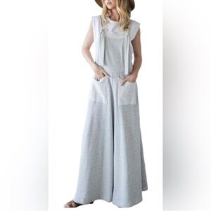 Bucket List Adjustable Straps Overalls French Terry wide leg jumper medium